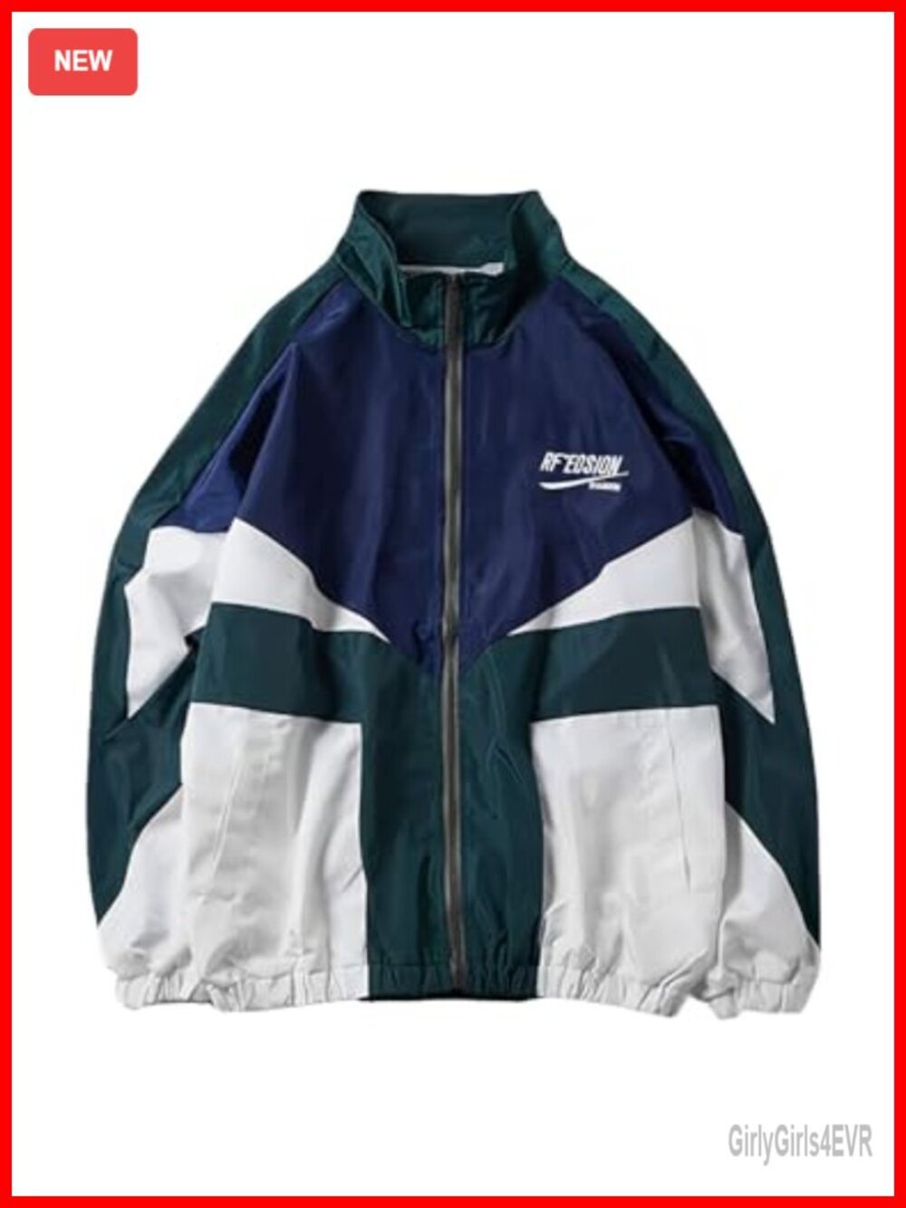 Oversized Windbreaker Jacket Y2k Varsity Retro Zip Up Casual Jacket 90s
